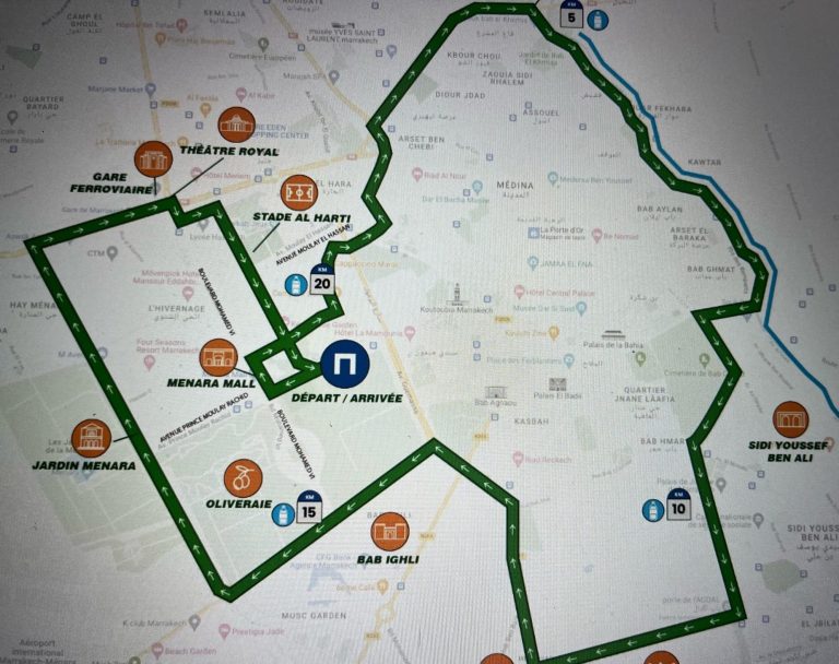 Map of a district with marked locations and a highlighted boundary.